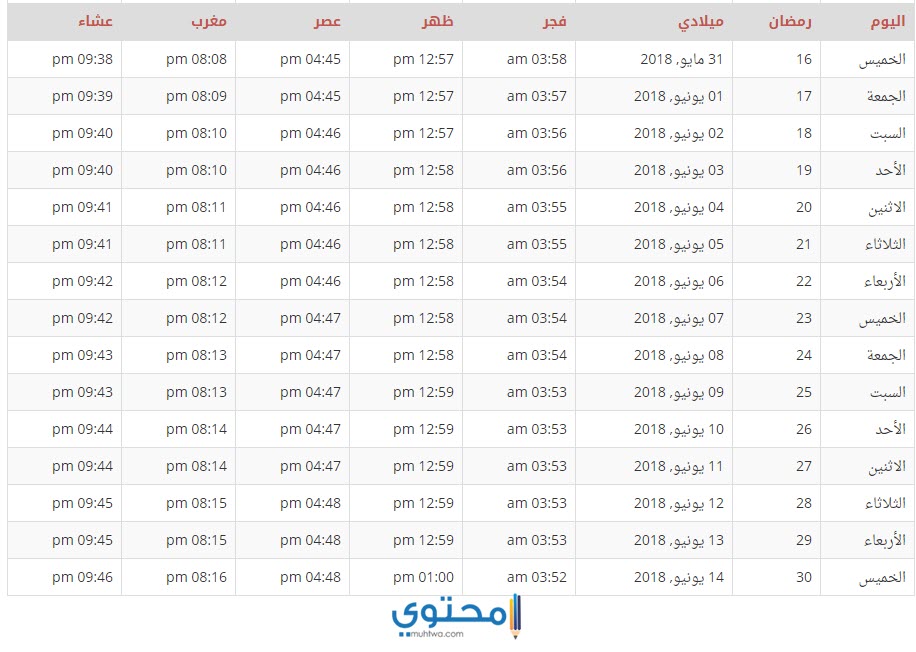 امساكية الجزائر 2020