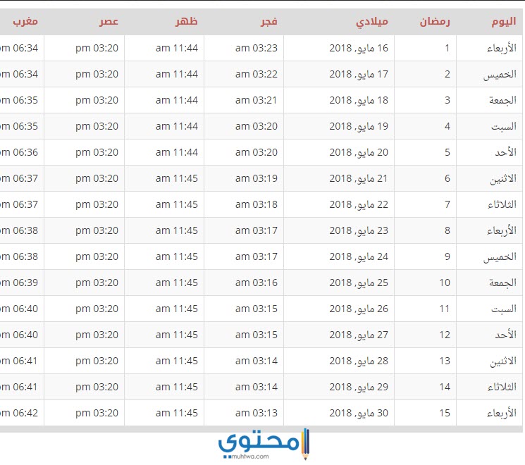 امساكية رمضان الكويت 2020
