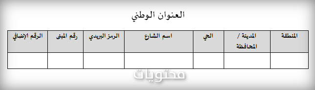 العنوان الوطني في السيرة الذاتية