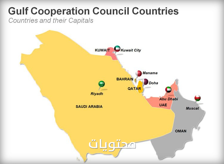 خريطة الخليج العربي باللغة الإنجليزية