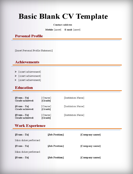 سيرة ذاتية جاهزة باللغة الإنجليزية