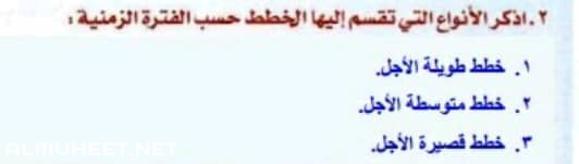 تحدث عن الأنواع التي يتم فيها تقسيم الخطط حسب الفترة الزمنية - موقع المحيط