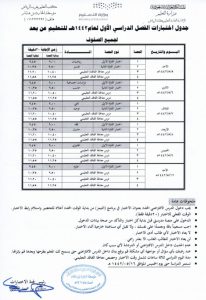 برنامج الامتحان النصفي 1442