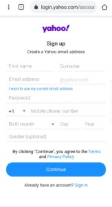 خطوات إنشاء حساب Yahoo