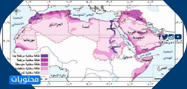 خريطة الكثافة السكانية 