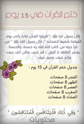برنامج لإتمام القرآن في 15 يوم