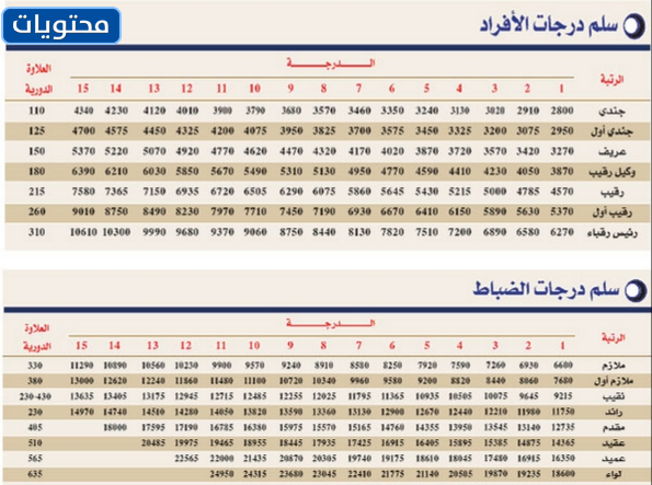 مقياس رتب الأفراد والضباط العسكريين 
