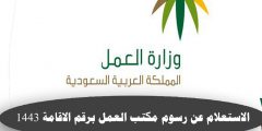 الاستعلام عن رسوم مكتب العمل برقم الاقامة 1443