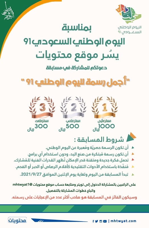 أجمل مسابقة رسم لليوم الوطني السعودي 91 محتوى مواقع