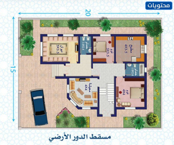 فيلا طابقين بمساحة مخطط 300